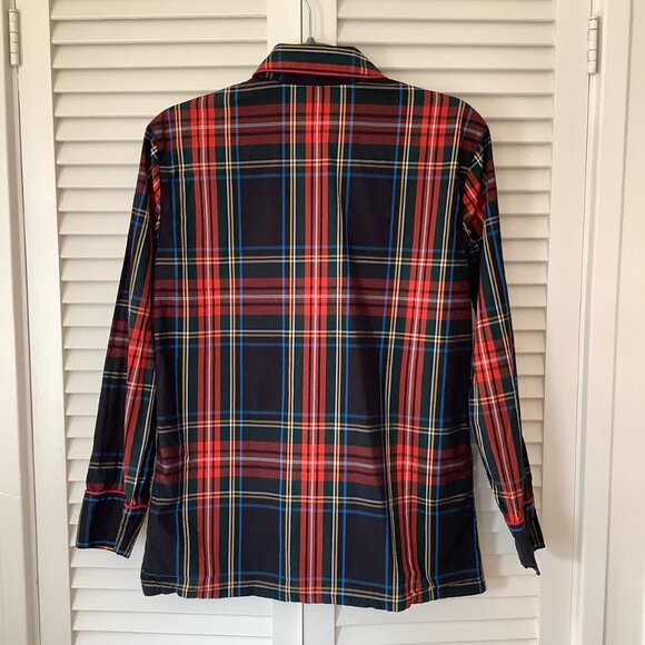 J. Crew women's pajama set shirt long pants XS buttonup plaid red black holiday - Picture 5 of 15